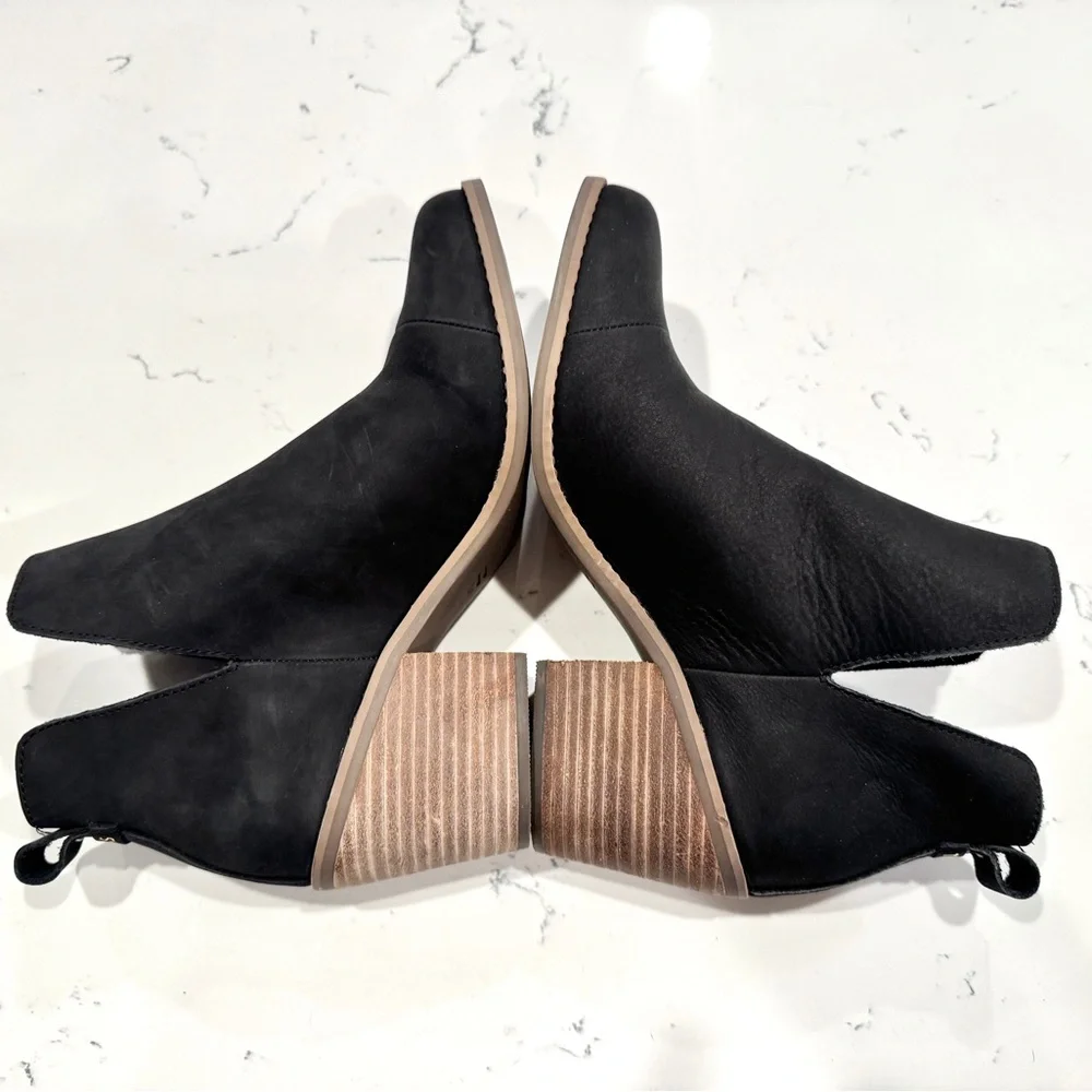 Toms Eliza Black Nubuck Leather Wedge Heel Ankle Boots Women’s Size 8.5 NWOT - Picture 10 of 14
